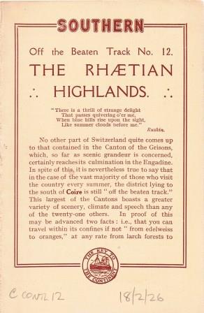 The Rhaetian Highlands - Off the Beaten Track, No 12