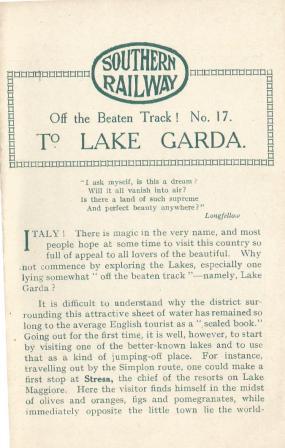 To Lake Garda - Off the Beaten Track, No 17